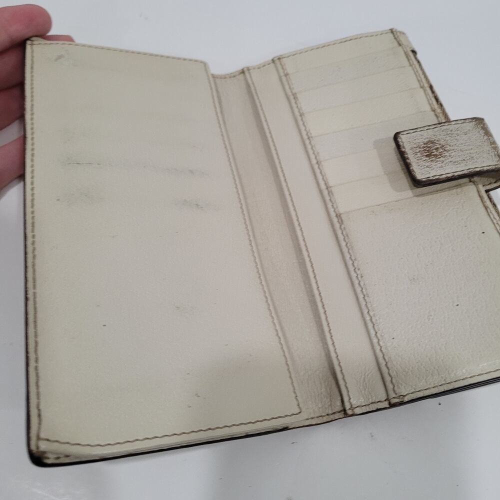 GUCCI Clutch Wallet Large Monogram Bifold White Beige Tan Vintage Designer Logo - Picture 3 of 13